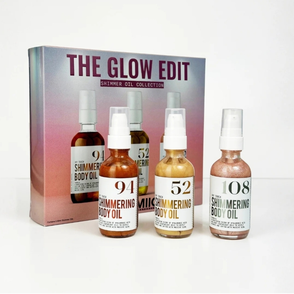 THE GIVE & GLOW Shimmer Oil Trio NWT in Box